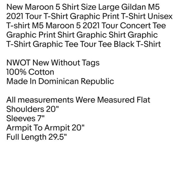 New Maroon 5 Shirt Size Large Gildan M5 2021 Tour T-Shirt Graphic Print T-Shirt - Picture 2 of 8